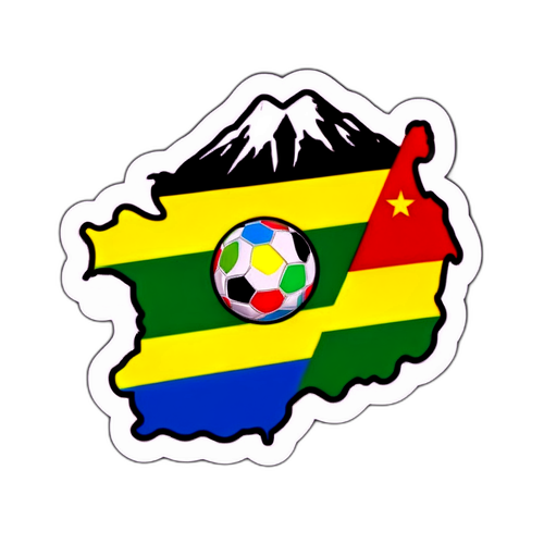 Stiker Berwarna-warni Bendera Bolivia dengan Gunung Andes dan Pemain Bola Sepak