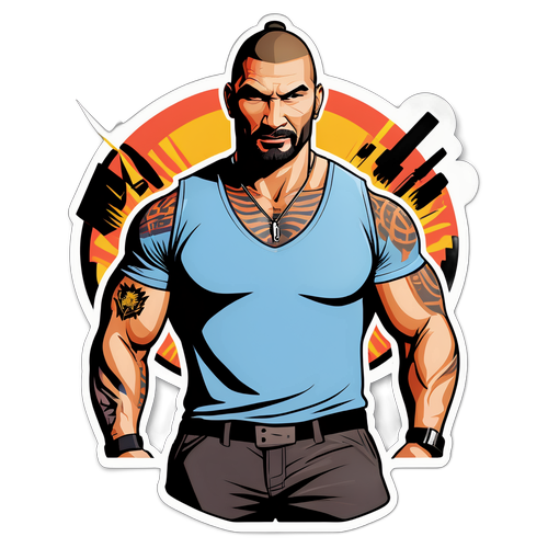 Autocollant de Dave Bautista dans un style d'action