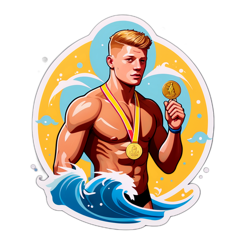 Sticker van Adam Peaty in zwembroek