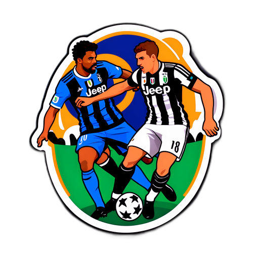 Actionfyldt sticker med Atalanta og Juventus' stjerner
