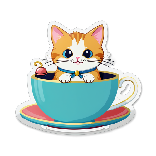 坐在茶杯裡的小貓