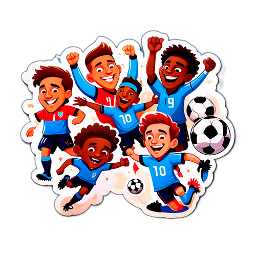 סטיקר ספורטיבי עם כדורגלנים