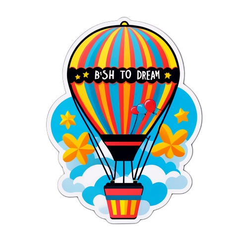 Иллюстрация воздушного шара с символами игрушек 'MBSH - лети к своим мечтам'