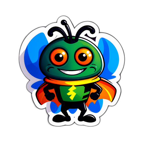 Sticker cu un bug Superbet, mascota amuzantă