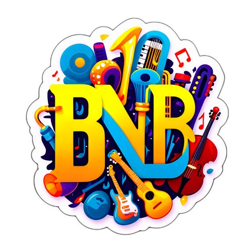 Illustrer bokstavene 'dnb' med musikkinstrumenter