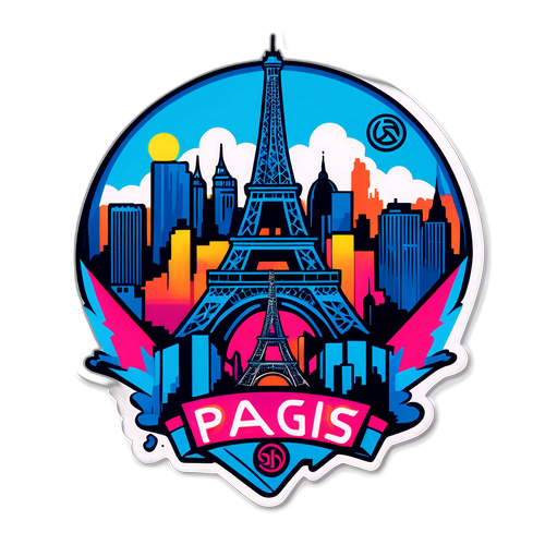 Edgy PSG Klistermärke med Paris Skyline