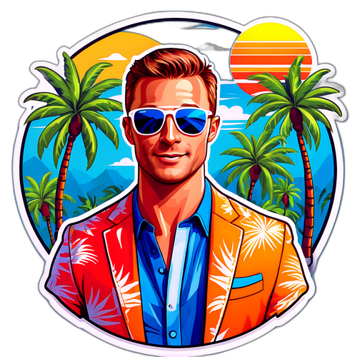 Autocollant vibrant de Glen Powell en lunettes de soleil