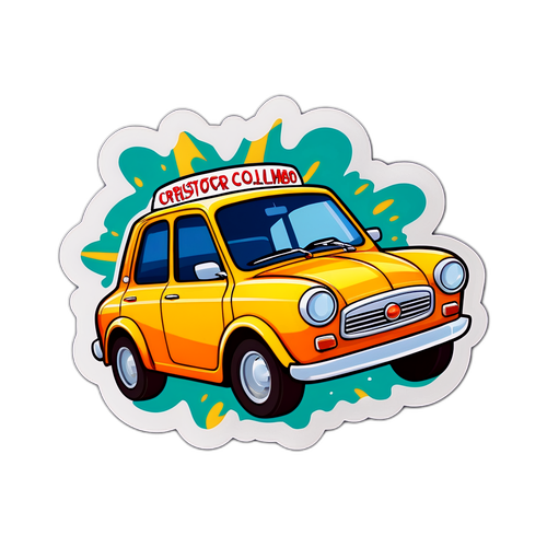 Auto Cartone Collidente con Insegna Cristoforo Colombo