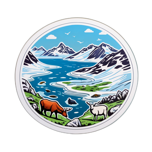 Desenho da Groenlândia com Beleza Natural e Vida Selvagem Local