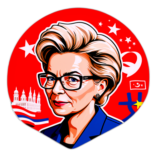 Ursula von der Leyen med symboler for europeisk enhet