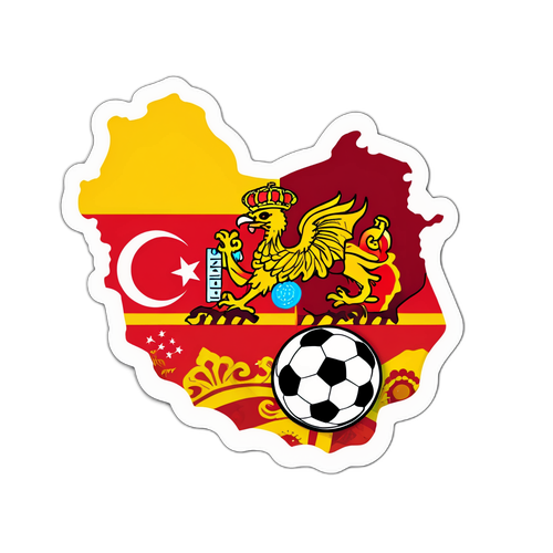 스페인과 터키 문화 요소가 결합된 축구 스티커 디자인