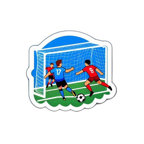 축구 경기에서 골을 넣는 장면 스티커
