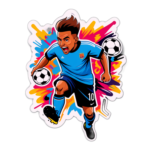 สติกเกอร์ออกแบบกราฟฟิตีที่แสดงถึงความตื่นเต้นก่อนการแข่งขันฟุตบอล