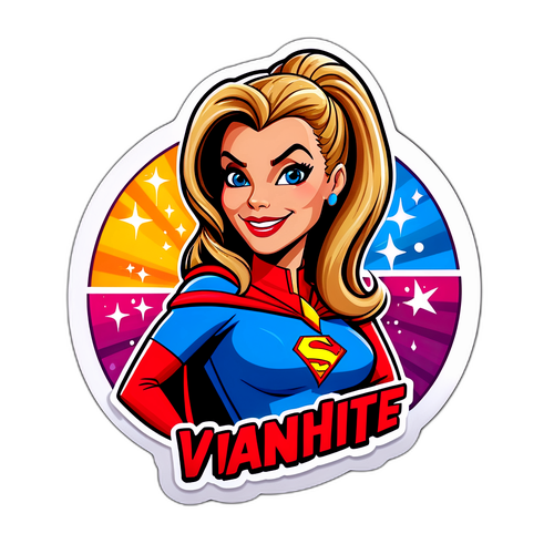 Playful Superhero Vanna White Sticker