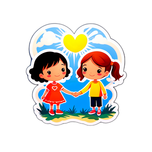 Δύο χαρακτήρες, αγόρι και κορίτσι, μοιράζονται αγάπη υπό τον ήλιο