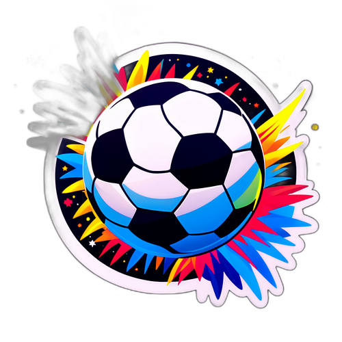 Un mingea de fotbal pe un fundal de artificii