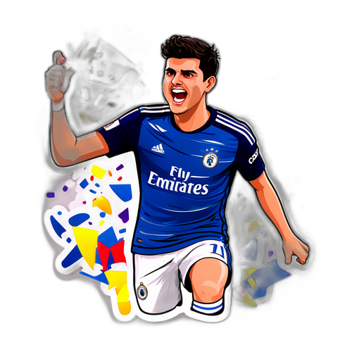 Morata Gol Atarken Karikatür Stickerı