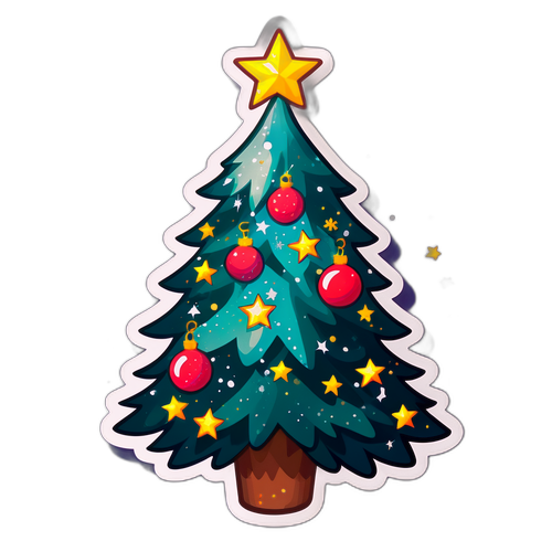 Brandende Kerstboom met Glitter en Sterren