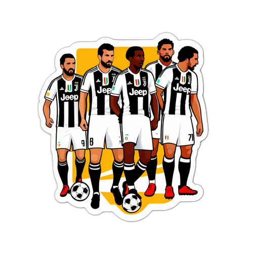 Σχεδίασε ένα αυτοκόλλητο με τους παίκτες της Γιουβέντους σε δράση κατά τη διάρκεια ενός αγώνα