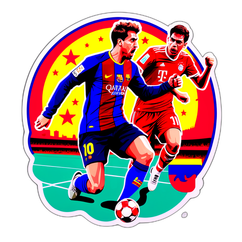 Stiker Dramatis Pertandingan Barcelona vs Bayern