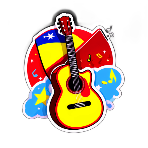 Autocolant cu chitară, simbolizând muzica venezueleană