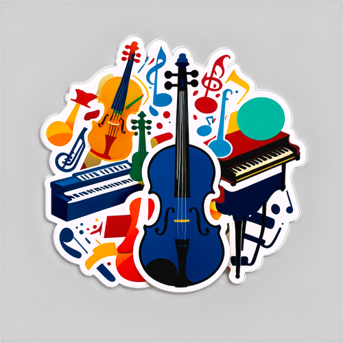 Mga Instrumentong Klasikal na Sasabog ang Bituin: Paano Ang Arte at Musika ay Magtatagpo sa isang Retro Sticker!