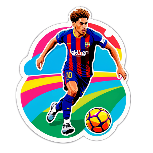 Adesivo Colorido do Jogador Facundo Torres em Drible Impressionante