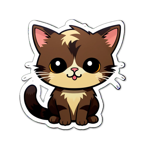 Meet the Irresistibly Cute Brown Cat Sticker That Will Melt Your Heart!