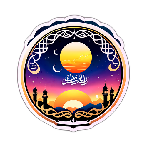 Stiker Imsak dengan Ilustrasi Sunrise Elegan