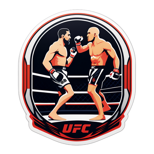 Autocollant de l'événement UFC 319 avec silhouettes de combattants