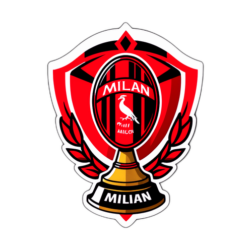 Ikonischer AC Milan Sticker mit Trophäen und Fußball
