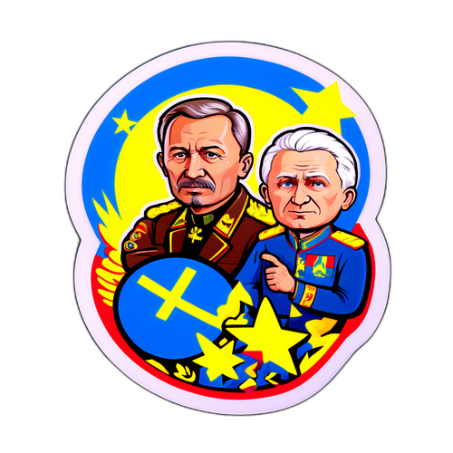 Autocollant caricatural illustrant la guerre entre la Russie et l'Ukraine
