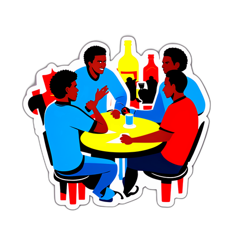 술 클럽 선수들이 경기하는 스티커 디자인