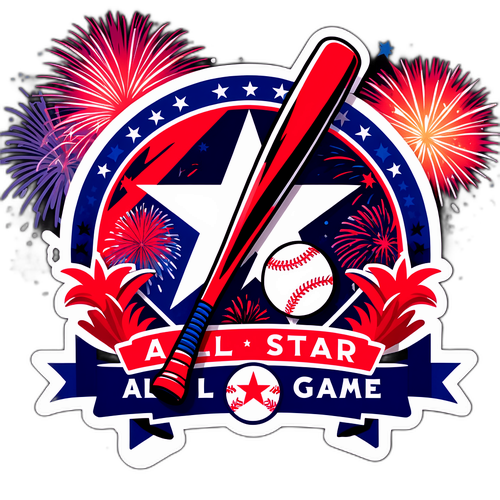 Bat dan Sarung Tangan Besbol di Latar Logo All-Star MLB