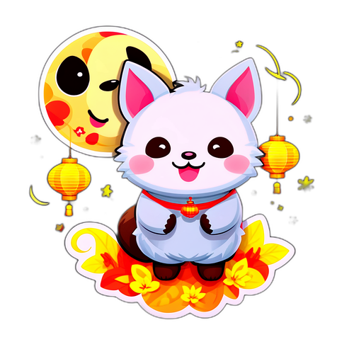 可愛動物角色祝中秋快樂