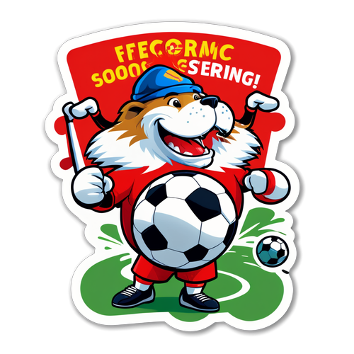 Sticker met FC Emmen mascottes en 'Together Strong!'