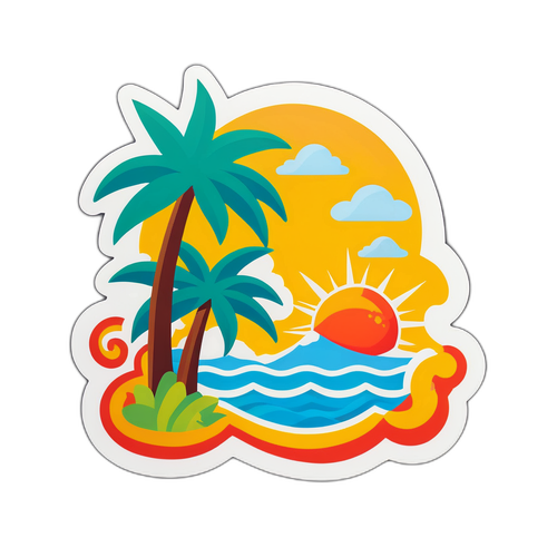 夏日海灘天氣圖示