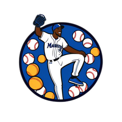 Masiglang Sticker ng Manlalaro ng Baseball