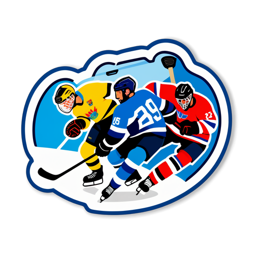 Kreative Darstellung von Eishockeyspielern im Wettkampf