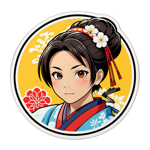 Sticker van Shun Sato met Japanse cultuur