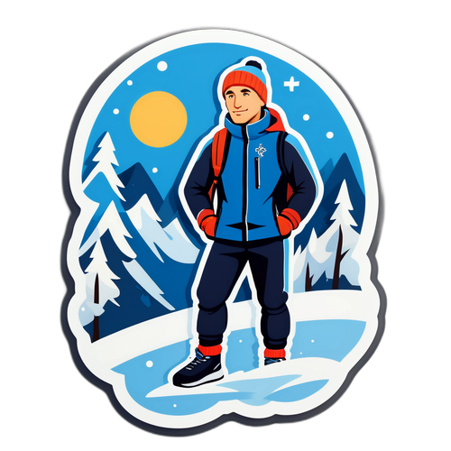 Stylisierter Sticker von Christian Mitter in sportlicher Pose