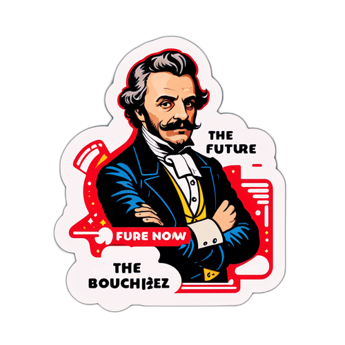 Een sticker van Georges-Louis Bouchez met een opvallende houding