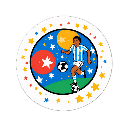 Autocollant en forme de ballon de football avec illustration de Roberto Carlos