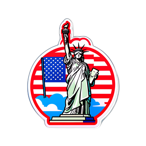 自由女神與國旗設計貼紙