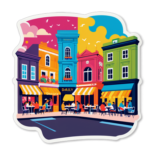 Kleurrijke illustratie van Dailly Square