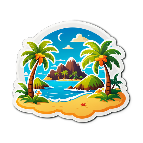 卡通海島設計貼紙