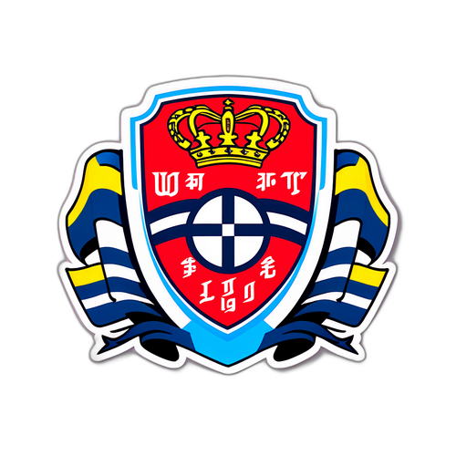 Emblem Klub Balap dengan Scarf dan Bendera