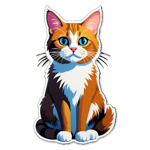 Unlock Joy: This Colorful Cat Sticker Will Brighten Your Day in an Instant!