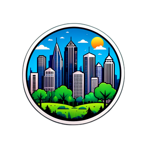 现代城市的摩天大楼与自然景观