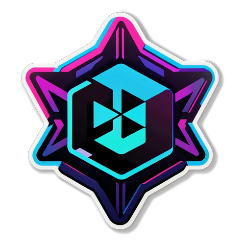Cooles Microsoft-Logo in Neonfarben mit futuristischen geometrischen Formen